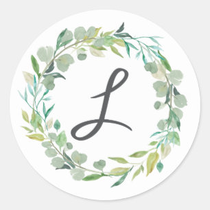 Monogrammed L Round Sticker, kuvertförsegling L Runt Klistermärke