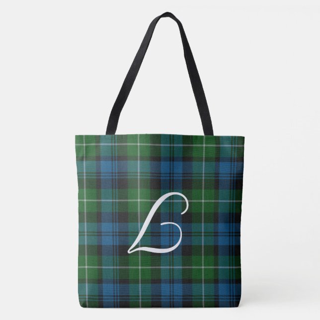 Monogrammed Lamont Tartan Play Tote Bag Tygkasse (Framsida)