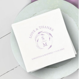 Monogrammed Lavender Bröllop Napkins Pappersservett
