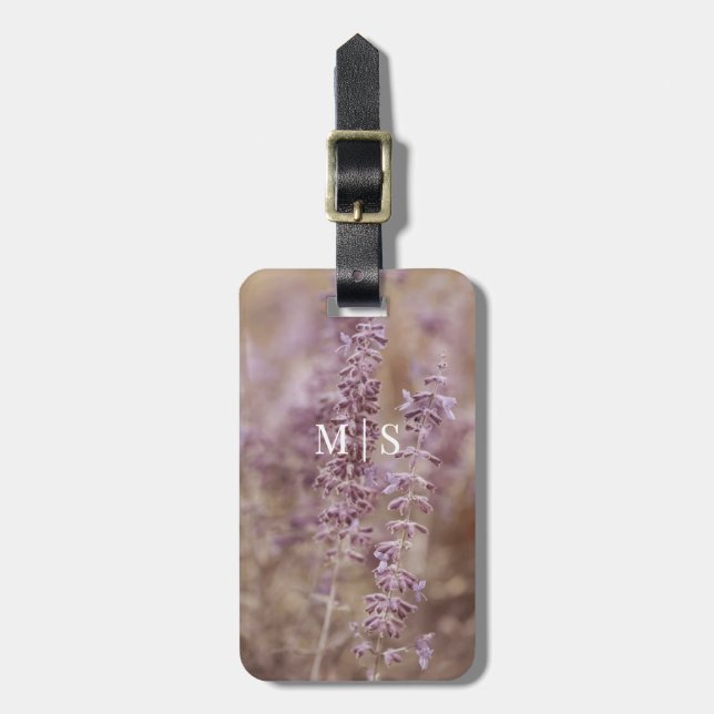 Monogrammed Lavender Montana Wildblommor Bagagebricka (Vertikal Framsida)