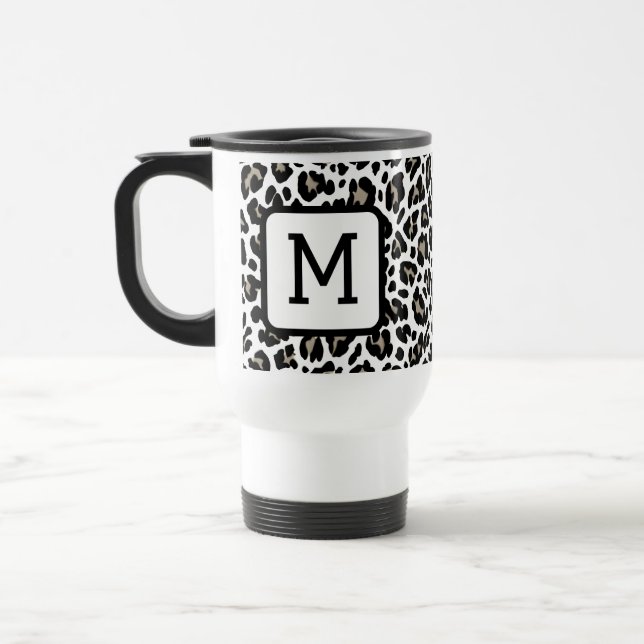 Monogrammed Leopard Print Black and White Resemugg (Vänster)