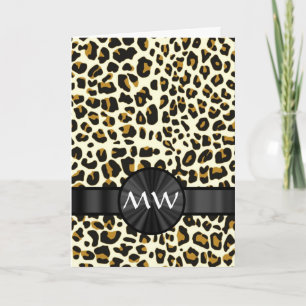 Monogrammed leopardtryck anteckningskort