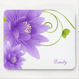 Monogrammed Lila blommor Musmatta