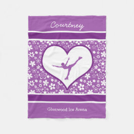 Monogrammed lila blommormönsterkonståkning fleecefilt