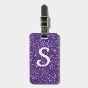 Monogrammed lilaglitter bagagebricka