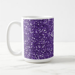 Monogrammed lilaglitteranpassningsbar kaffemugg