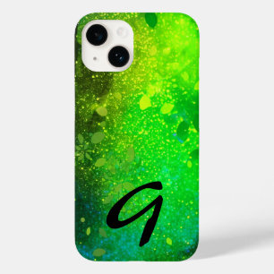 Monogrammed Lime Green Forest Faux Glitter