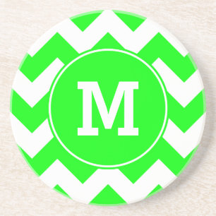 Monogrammed Lime Zig Zag Mönster Underlägg
