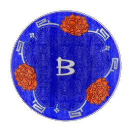 Monogrammed Lotus Blommar - Blue, Red, Silver