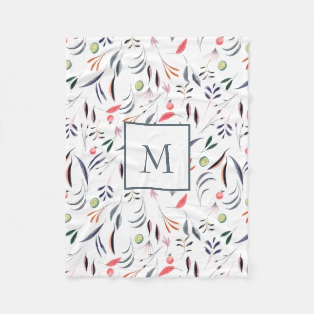Monogrammed Löv Mönster Fleecefilt (Framsidan)