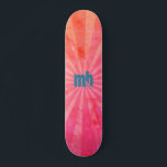 Monogrammed lowing Sunset Rays Mini Skateboard Bräda 18,5 Cm<br><div class="desc">En modern grus-mönster i orange och rosa med en roligt som kan redigeras i grått. Anpassa genom att redigera texten i textrutan eller ta bort text utan monogram.</div>