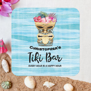 Monogrammed Luau Tiki Pub Party Underlägg Papper Rund