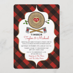Monogrammed Lumberjack och Jill Möhippa Inbjudningar