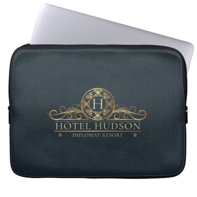 Monogrammed Luxury Hotel Branding Monogrammed Laptop Fodral (Framsidan)