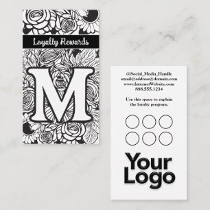 Monogrammed M Blommigt Black and White Company Log Visitkort