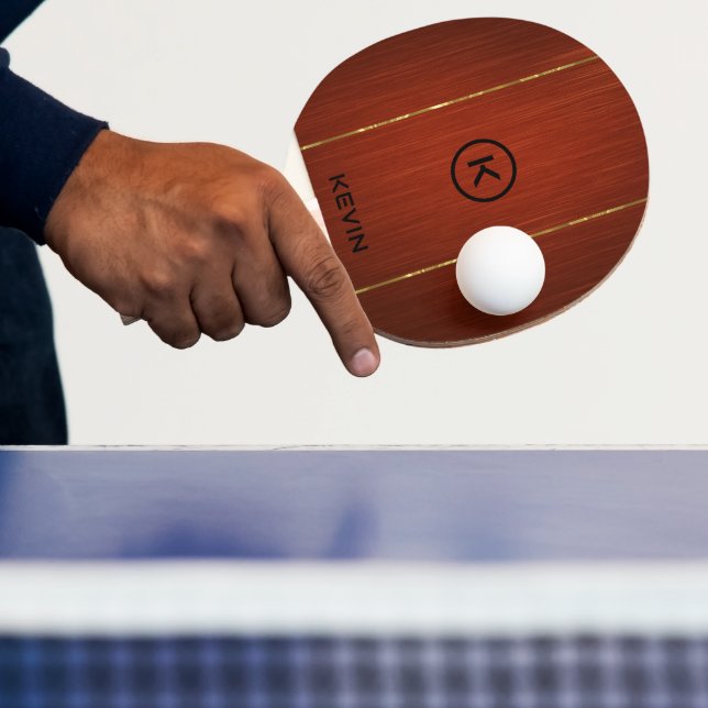 Monogrammed Mahogany Wood Struktur Pingisracket (Insitu)