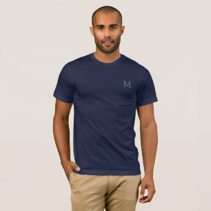 Monogrammed Manar TShirt Elegant Trendig Navy Blue T Shirt