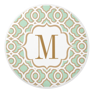 Monogrammed marockanska Mintgrönt och guld Knopp