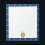 Monogrammed Mason Burk Sweet Tea - Navy Quatrefoil Anteckningsblock<br><div class="desc">En gåva med illustration av en mason burk av sött te och citrongräs. Anpassa med ditt monogram. Bakgrunden är marinblå quatrefoil mönster.</div>