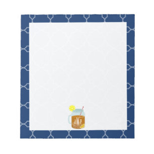 Monogrammed Mason Burk Sweet Tea - Navy Quatrefoil Anteckningsblock