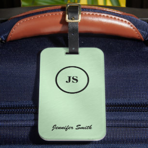 Monogrammed Melon Grönt Brushed Steel Luggage Tag Bagagebricka