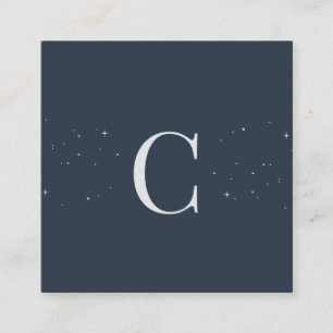Monogrammed minimal Celestial Stars QR-kod Fyrkantigt Visitkort