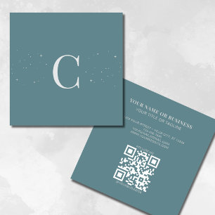 Monogrammed minimal kelestial stjärna Sage QR-kod Fyrkantigt Visitkort