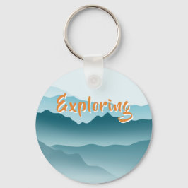 Monogrammed minimalistiskt blåvalsberg nyckelring