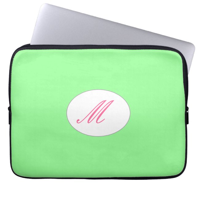 Monogrammed Mint Laptop Sleeve (Framsidan)