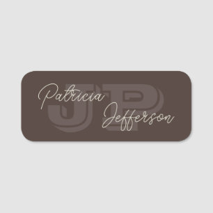 Monogrammed Mocha Mörk Brown BeSnygg handskriven Namnbricka