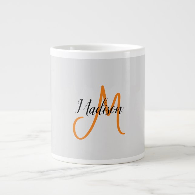 Monogrammed Modern Handwrite Namn - första handskr Jumbo Mugg (Framsidan)