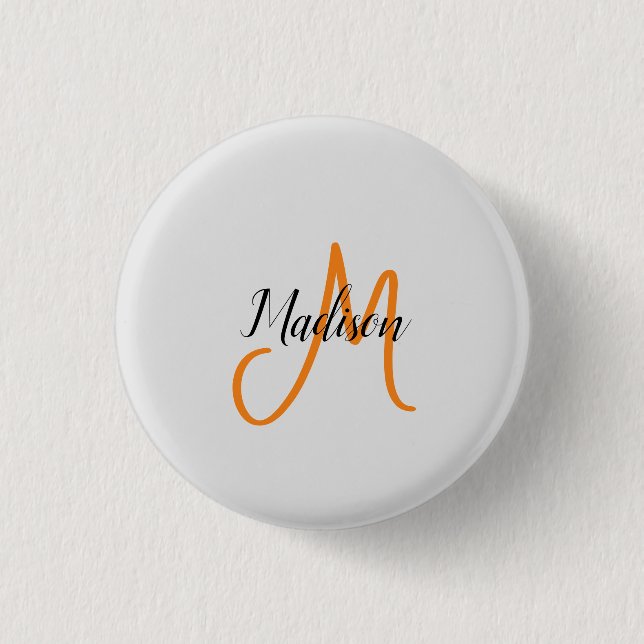 Monogrammed Modern Handwrite Namn - första handskr Knapp (Framsida)