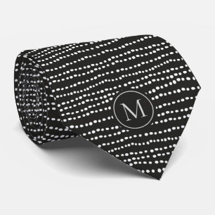 Monogrammed modern Minimal svartvit polka Slips
