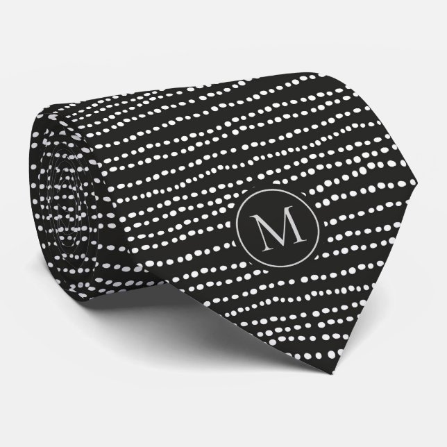 Monogrammed modern Minimal svartvit polka Slips (Rullad)