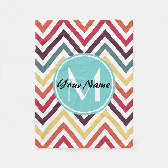 Monogrammed Modern Trendig Chevron Mönster-gåvor Fleecefilt (Framsidan)