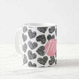 Monogrammed moderna svartvita hörn kaffemugg