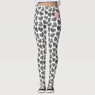Monogrammed moderna svartvita hörn leggings