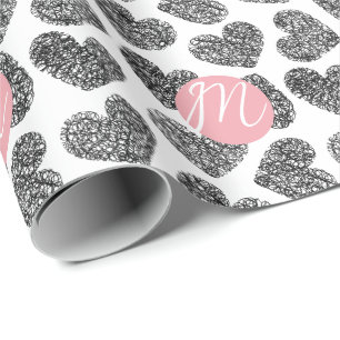 Monogrammed moderna svartvita hörn presentpapper