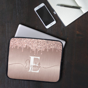 Monogrammed monogrammade drivrutiner i ro Guld, bo Laptop Fodral