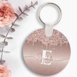 Monogrammed monogrammade drivrutiner i ro Guld, bo Nyckelring