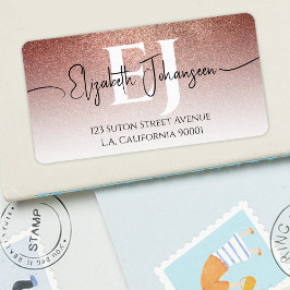 Monogrammed monogrammed den moderna Snyggten Ro Gu Adressetikett