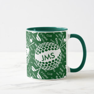 Monogrammed mönster för golfaren mugg
