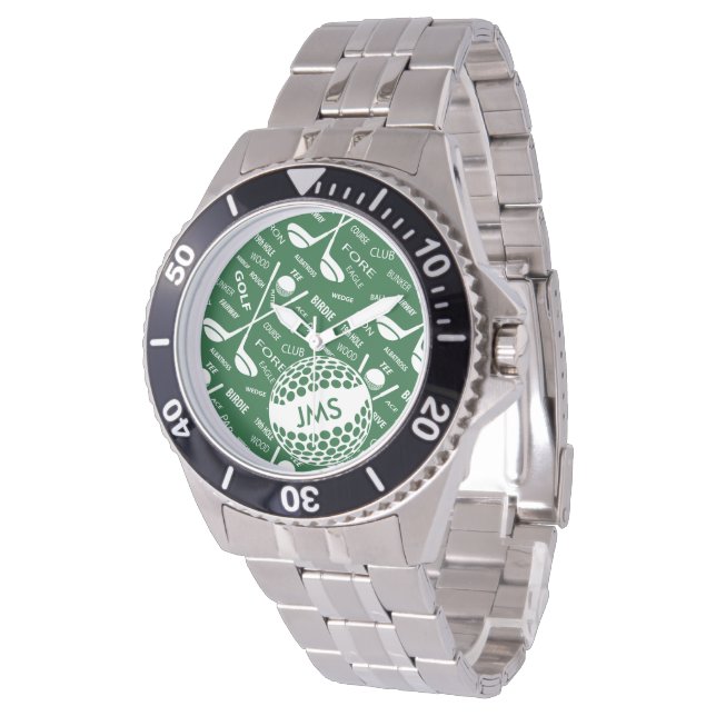 Monogrammed Mönster för Golfer Armbandsur (Vinklad)