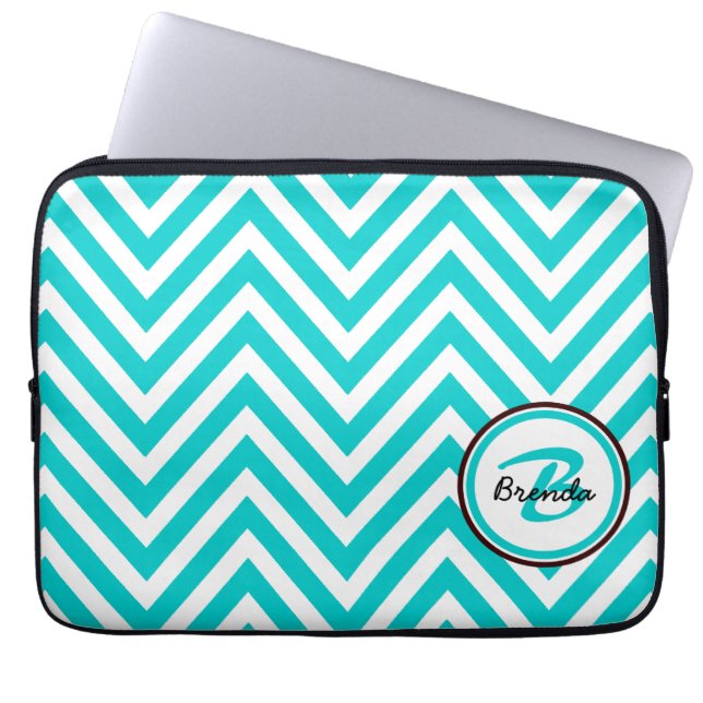 MONOGRAMMED MÖNSTER FÖR KRICKABLÅTTSPARRE LAPTOP SLEEVE (Framsidan)
