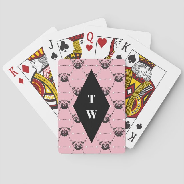 Monogrammed mopsmönster casinokort (Baksidan)