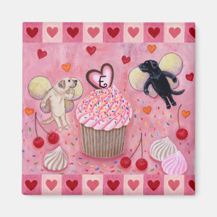Monogrammed muffin- och labbälvorhjärtor magnet
