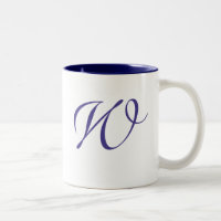 Monogrammed Mugg för Mörk blått Swirls Bröllop Lin