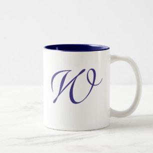 Monogrammed Mugg för Mörk blått Swirls Bröllop Lin