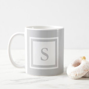Monogrammed mugg - grå färg & vit