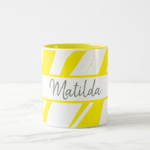 Monogrammed Mugg Lemon Gult White Gift Coffee Kopp